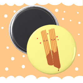 Imán Churros españoles románticos azules con chocolate