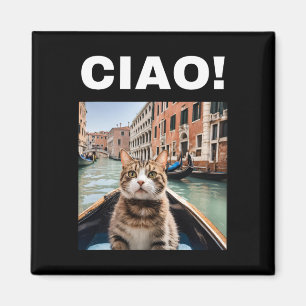 Imán Ciao Funny Gondolier Cat En Un Gondola Veneciano