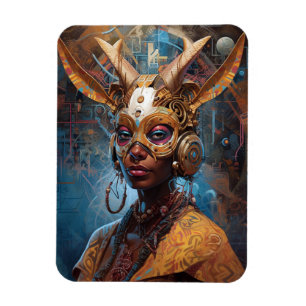 Imán Ciberpunk de ciencia ficción Antelope Headdress