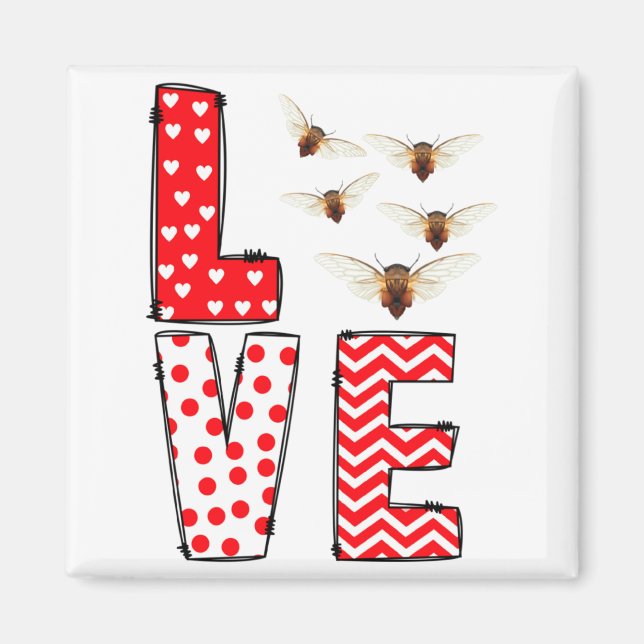 Imán Cicada Valentines Day Love Valentine Cute Hearts  (Frente)