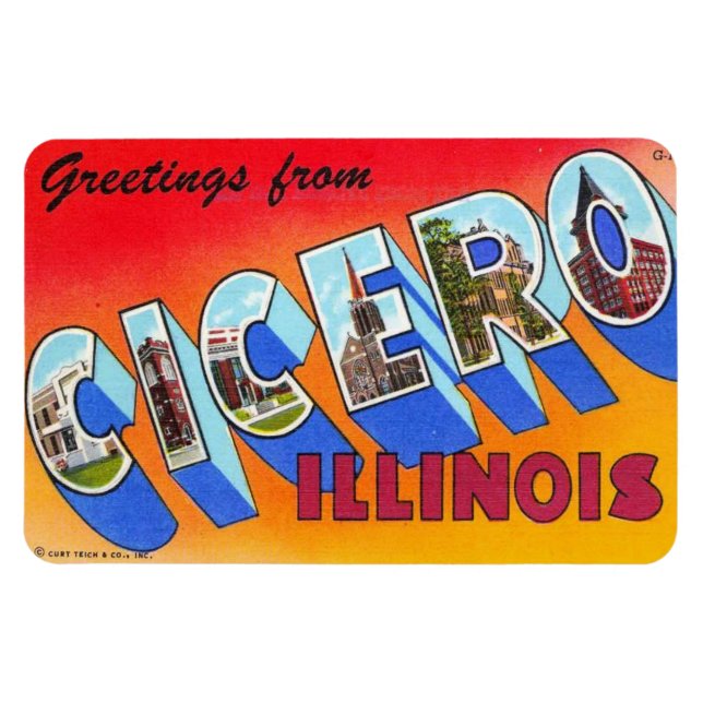Imán Cicero Illinois IL Gran Letra Magnet Postcard (Horizontal)