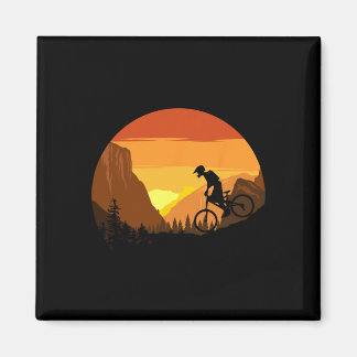 Imán Ciclismo de Montaña Retro Trail Rider Atardecer