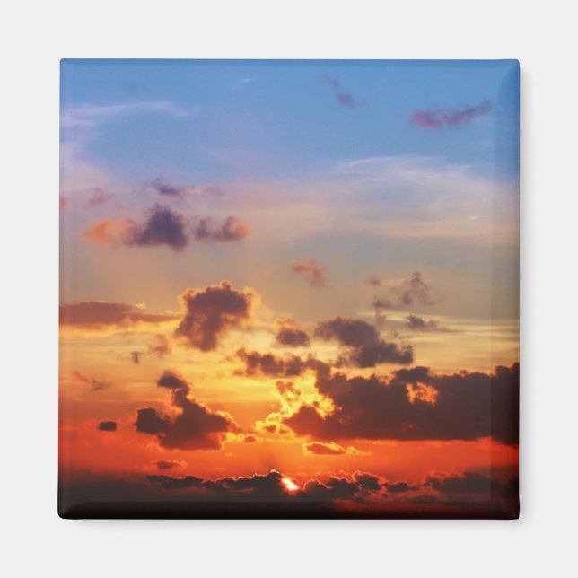 Imán Cielo azul y atardecer rojo (Frente)