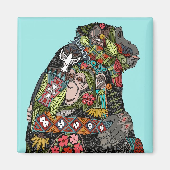 Imán cielo de amor de chimpancé (Frente)