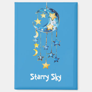 Imán Cielo estrellado azul acuático estrellas amarillas