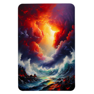 Imán Cielo Ígneo y Mar Rugiente – Arte Dinámico de Pais