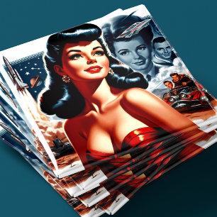 Imán Ciencia Ficción Retro de Pin-up