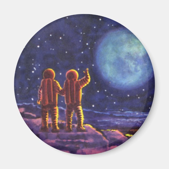 Imán Ciencia ficción vintage, astronautas de ciencia fi (Frente)