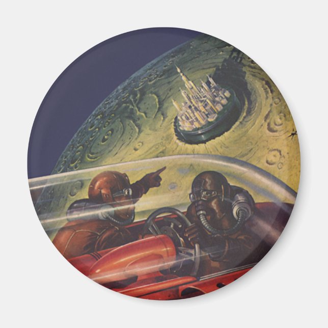 Imán Ciencia ficción vintage, ciudad de ciencia ficción (Frente)