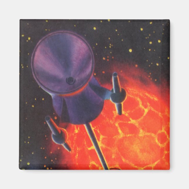 Imán Ciencia ficción vintage, cohete de ciencia ficción (Frente)