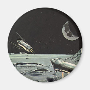 Imán Ciencia ficción vintage, naves espaciales luna pla