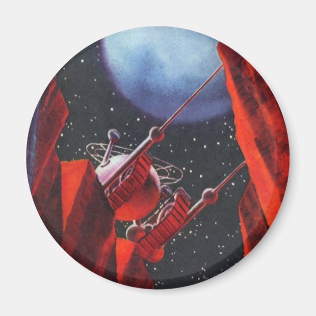 Imán Ciencia Ficción Vintage, Vehículo Espacial Rover d (Frente)