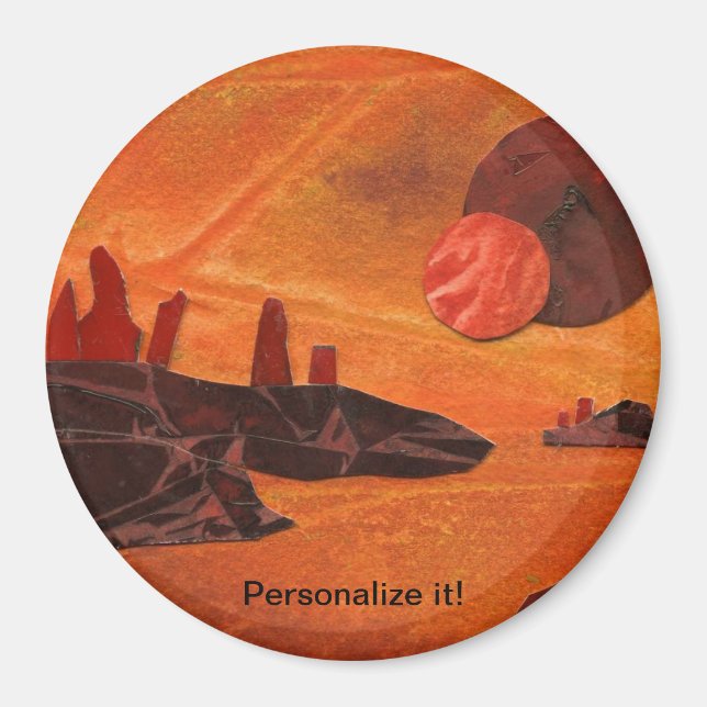 Imán Ciencia ficticia "Mares de fuego" doble sol, mares (Frente)