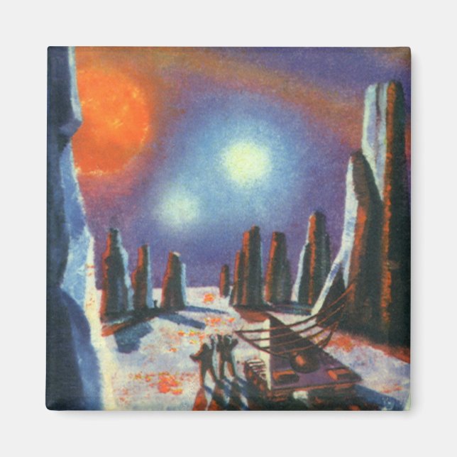 Imán Ciencia vintage Ficción Planeta extranjero con ext (Frente)