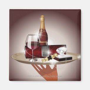 Imán Cierre de la mano de un camarero con una bandeja