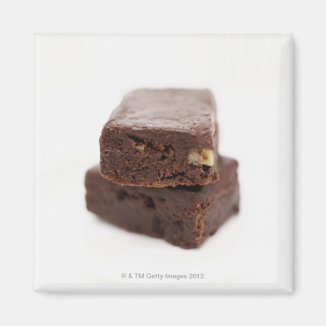 Imán Cierre de una pila de dos brownies de chocolate (Frente)