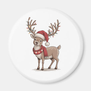 Imán Ciervo Animal Navidad Ciervo Sombrero de Santa Nav