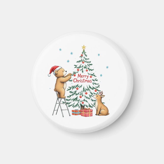 Imán Ciervo y oso de Navidad (Frente)