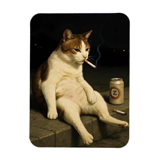 Imán Cigarette Kitten Funny Smoking Cat Gen Z Meme (Vertical)