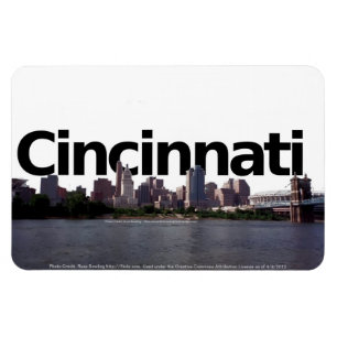 Imán Cincinnati Skyline con Cincinnati en el cielo