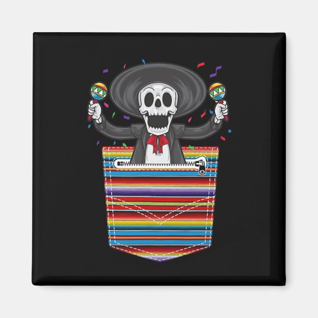 Imán Cinco De Mayo 2025 Calaca Blanket Pocket Serape Me (Frente)