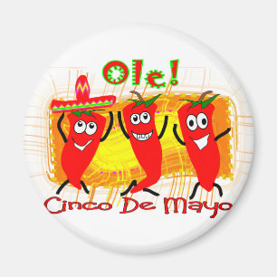 Imán Cinco de Mayo 3 chiles de baile Pimienta-Adorables