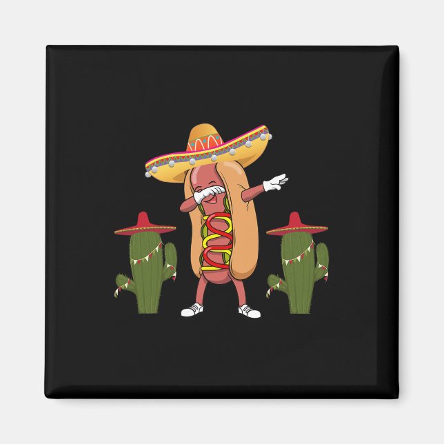 Imán Cinco De Mayo Cactus De Perro Caliente Bailando (Frente)