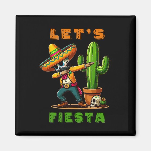 Imán Cinco De Mayo Cactus Mexicano Poncho Sombrero Gorr (Frente)