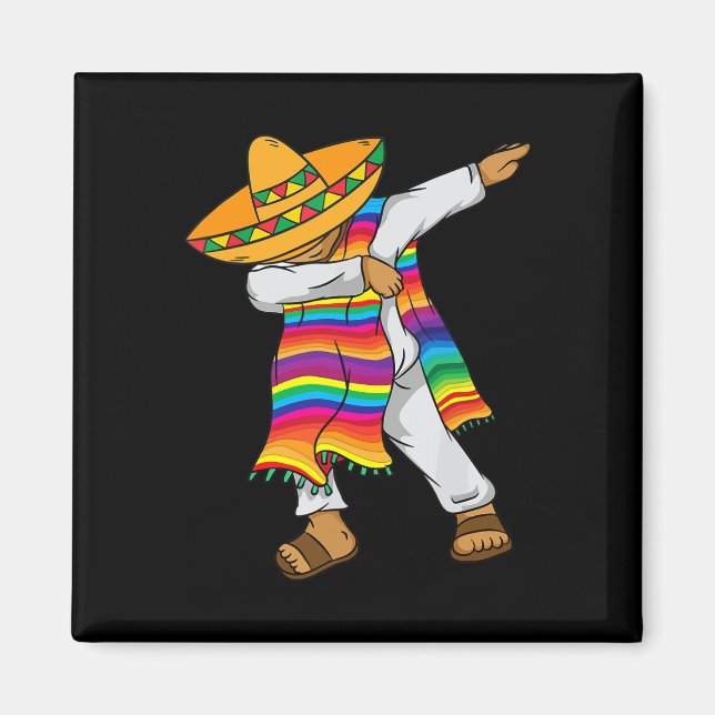 Imán Cinco De Mayo Dabbing Niños Poncho mexicanos peque (Frente)