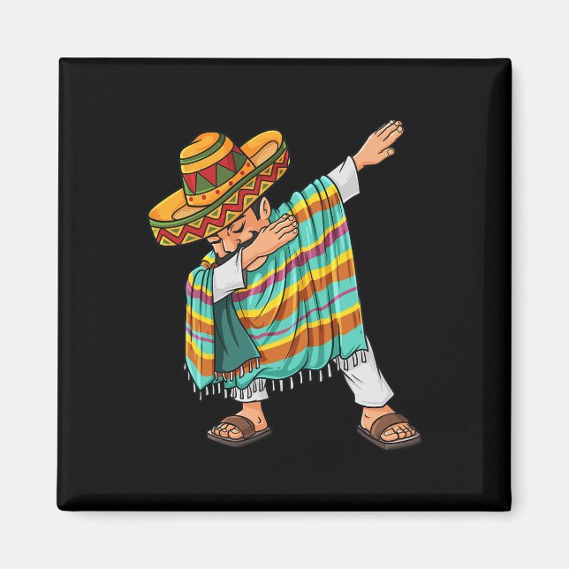 Imán Cinco de Mayo dabbing Poncho Sombrero Fun mexicano (Frente)