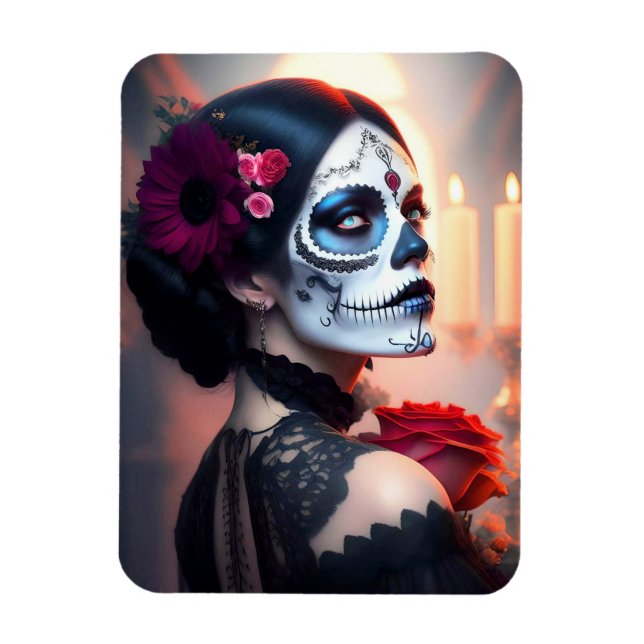 Imán Cinco de Mayo: Día de la Bella Muerta con ARTE Ros (Vertical)