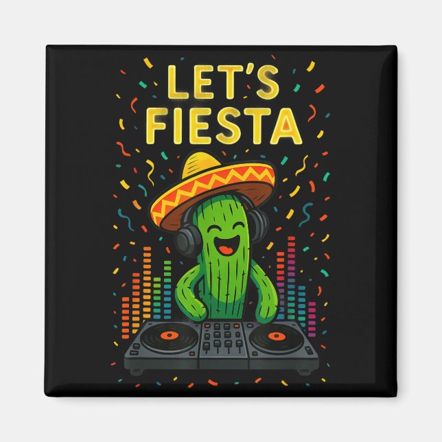 Imán Cinco de mayo fiesta mexicana de cactus divertida  (Frente)