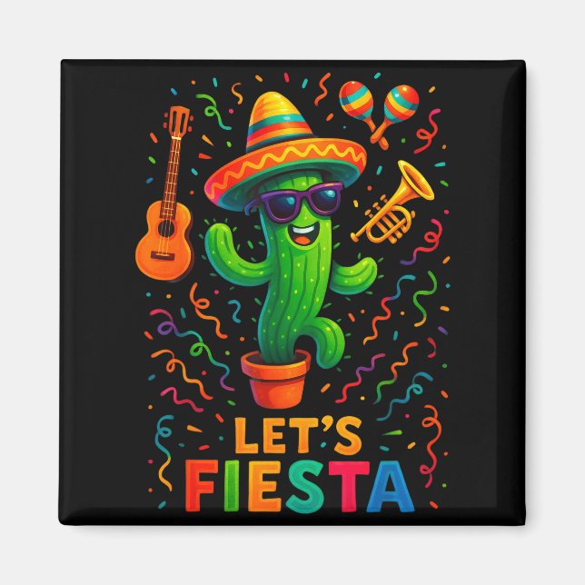 Imán Cinco de mayo fiesta mexicana de cactus divertida  (Frente)
