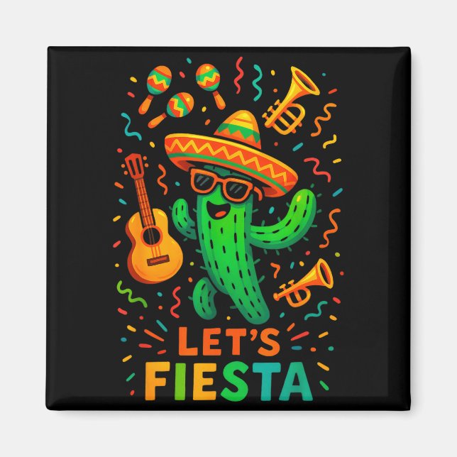 Imán Cinco de mayo fiesta mexicana divertida de cactus  (Frente)