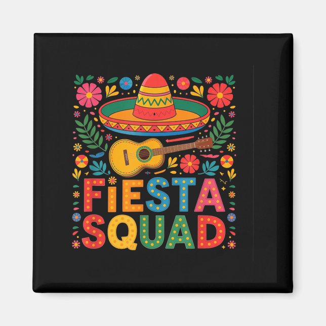 Imán Cinco De Mayo Fiesta Squad Divertido Sombrero Colo (Frente)