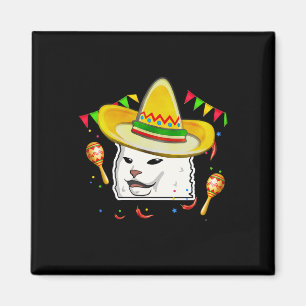 Imán Cinco De Mayo Gato Mancha Amante Mexicano Sombrero