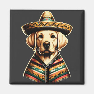 Imán Cinco De Mayo Labrador Recuperador Poncho Sombrero