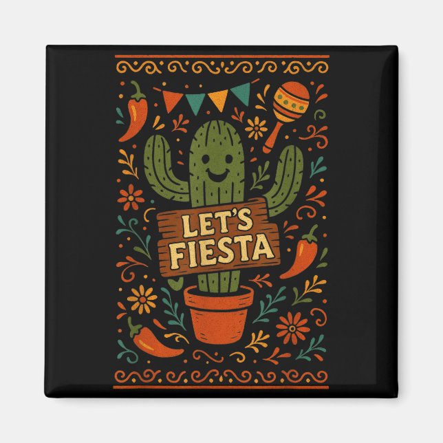 Imán Cinco de mayo mexican cactus party funny letsCinco (Frente)
