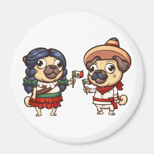 Imán Cinco De Mayo Pugs Magnet