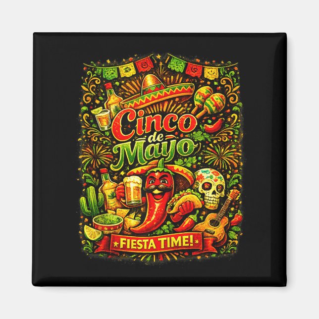 Imán Cinco de mayo vamos a fiesta fiesta mexicana cinco (Frente)