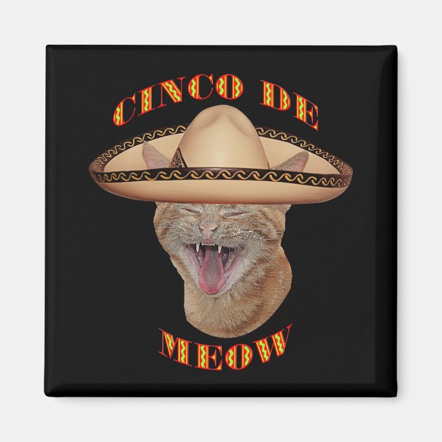 Imán Cinco De Meow Cat Cinco De Mayo México (Frente)