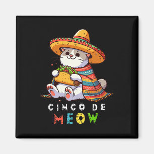 Imán Cinco De Meow Con Gato Sonriente Taco Y Sombrero