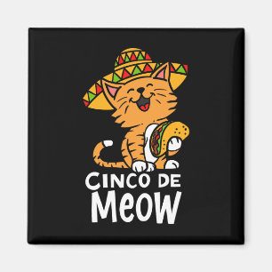 Imán Cinco De Meow Lindo Cinco De Mayo Sombrero Taco Ga