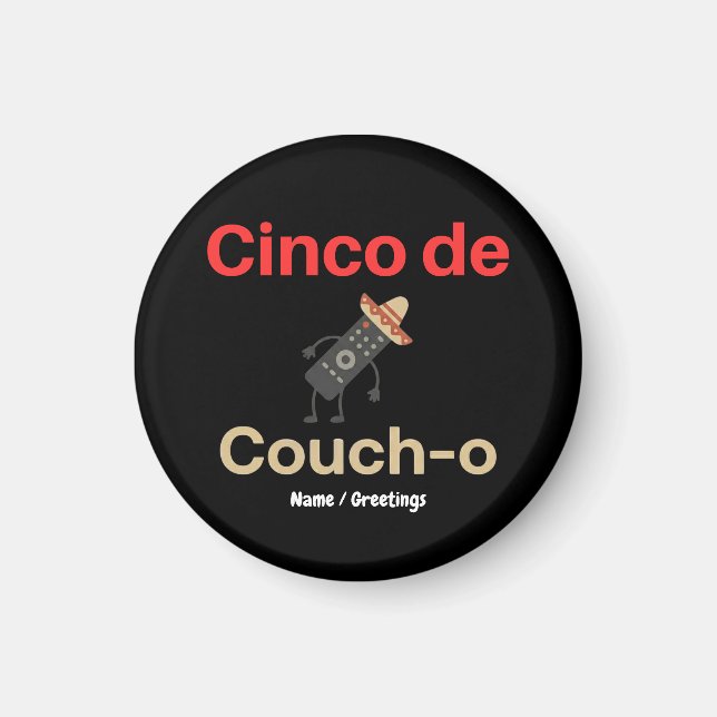 Imán Cinco de Sombrero Control Remoto Couch-o Divertido (Frente)