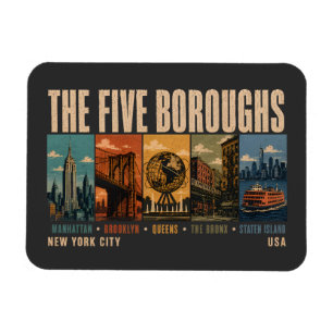 Imán Cinco distritos Nueva York Ciudad NYC Ilustración 