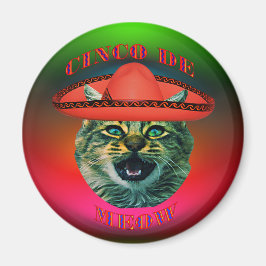Imán Cinco Gris de Meow Cinco De Mayo México Refrig