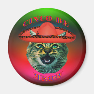 Imán Cinco Gris de Meow Cinco De Mayo México Refrig