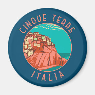 Imán Cinque Terre Italia Molestias Círculo Vintage