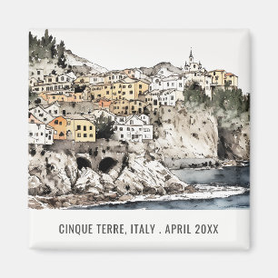 Imán Cinque Terre Italia Sea Watercolor Viaje Italiano