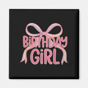 Imán Cinta Chica De Cumpleaños Con Fiesta De Bow Cute